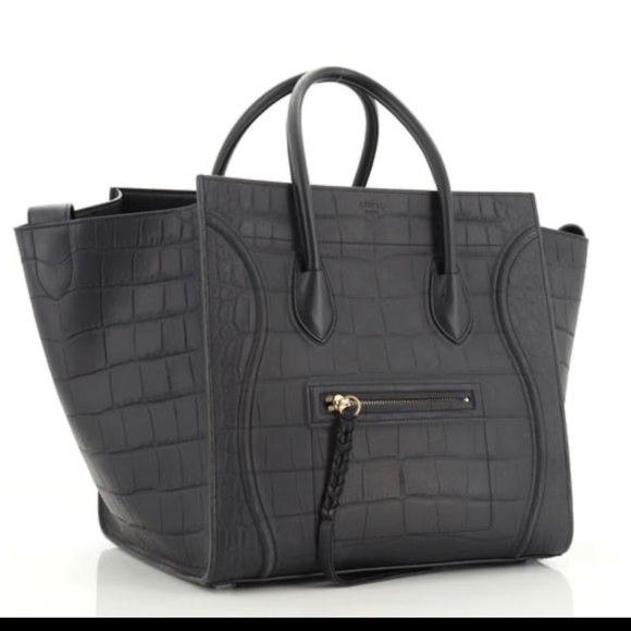 Celine Handbags - Celine Phantom Navy Crocodile
